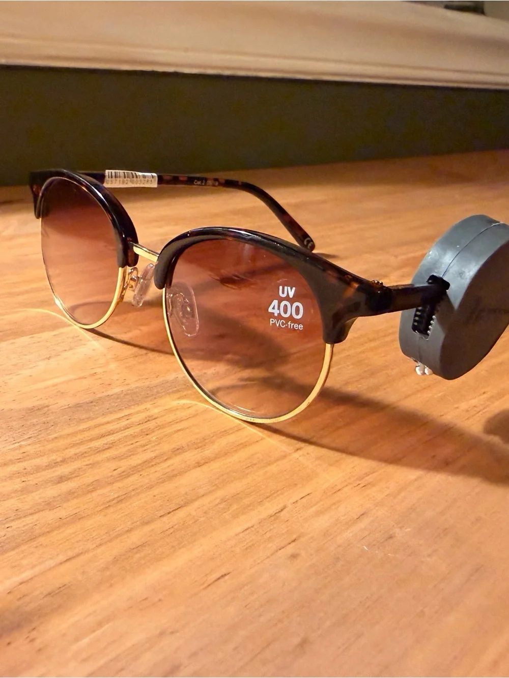 Brown and Gold Semi-Rimless Sunglasses - UV400